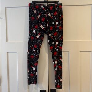 Christmas Santa Leggings, Black Color, Size Women’s XL